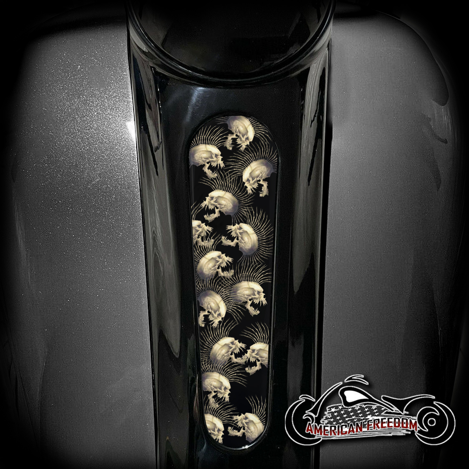 Harley 8 Inch Dash Insert - Mohawk Skulls